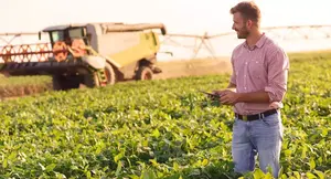 Corretor de commodities agrícolas analisando preços